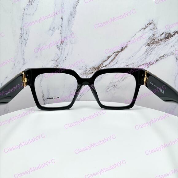 MIU MIU Womens Eyeglasses Black Square Full Rim frames 52-19mm Rx-able Womens main image 11